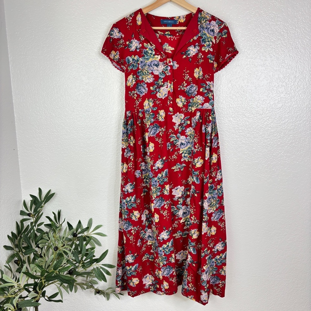 APRIL CORNELL Floral Cottagecore Midi Dress Size S